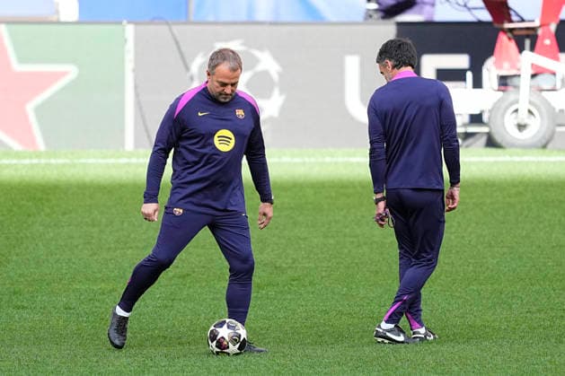 April 13, 2026, Madrid, Madrid, Spain: Hansi Flick, head coach of FC Barcelona, Barca during the training day of FC Barcelona ahead the UEFA Champions League 2025 26 Quarter-Final Second Leg match against Atletico de Madrid at Riyadh Air Metropolitano on April 13, 2026, in Madrid, Spain. Madrid Spain - ZUMAa181 20260413_zaa_a181_318 Copyright: xOscarxJ.xBarrosox