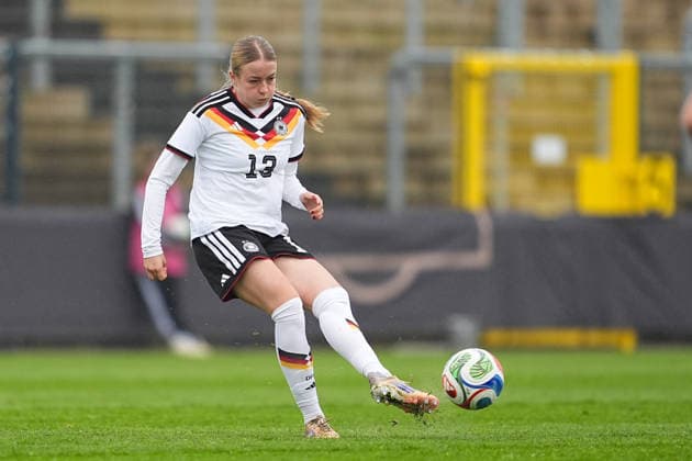 13 04 2026, xydrx, Football, International match, European Championship Qualification U19 Women, Germany Slovakia, IMS Arena Lany Baecker GER, 13 DFB regulations prohibit any use of photographs as image sequences and or quasi video Copyright: HMBxMedia YannisxDreimann