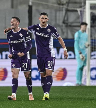 Mp Firenze 13 04 2026 - campionato di calcio serie A Fiorentina-Lazio foto Matteo Papini Image nella foto: esultanza gol Robin Gosens 