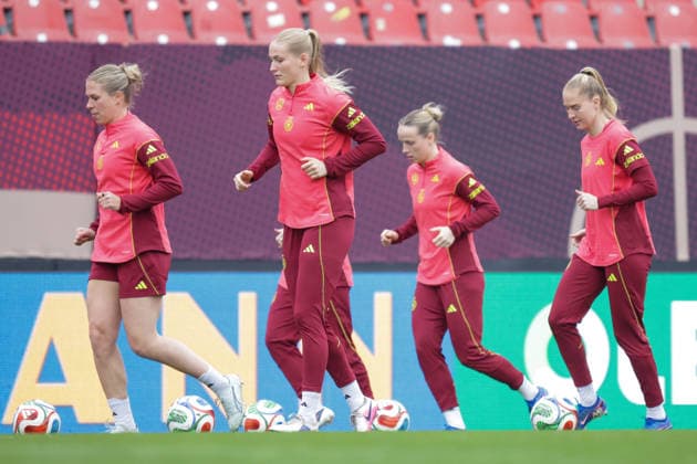13 04 2026, xgrfx, Football DFB Media Dates, German Womens National Team Press Conference and Final Training f l Rebecca Knaak, Camilla Küver, Franziska Kett, Janina Minge German Womens National Team DFL DFB REGULATIONS PROHIBIT ANY USE OF PHOTOGRAPHS as IMAGE SEQUENCES and or QUASI VIDEO Nuremberg