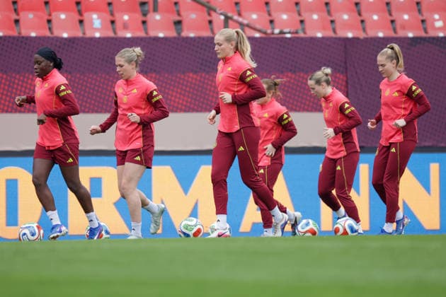 13 04 2026, xgrfx, Football DFB Media Dates, German Womens National Team Press Conference and Final Training f l Nicole Anyomi, Rebecca Knaak, Camilla Küver, Franziska Kett, Janina Minge German Womens National Team DFL DFB REGULATIONS PROHIBIT ANY USE OF PHOTOGRAPHS as IMAGE SEQUENCES and or QUASI VIDEO Nuremberg