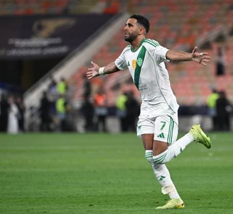 JEDDAH, SAUDI ARABIA - April 13: Riyad Mahrez celebrates the winning goal during the AFC Champions League Elite Round of 16 match between Al Ahli and Al Duhail at King Abdullah Sports City on April 13, 2026 in Jeddah, Saudi Arabia.