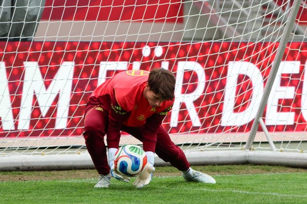 Nuremberg, Germany 13 April 2026 Preparation for the Womens World Cup qualifier Germany vs Austria Final training in Nuremberg In the picture goalkeeper Ann Katrin Berger Germany Copyright: HMBxMedia MadeleinexFantini