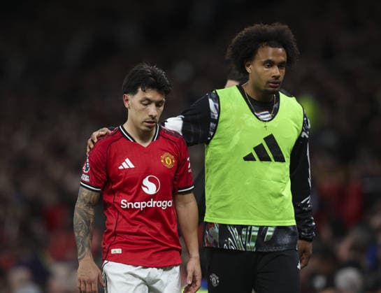 Manchester Utd v Leeds, FA Premier League 13.04.26 Manchester Utd v Leeds, FA Premier League Bradley Ormesher The Times Lisandro Martinez of Manchester United, ManU sent off in 2nd half by VAR  Copyright: xBradleyxOrmesherx NINTCHDBPICT001073345607