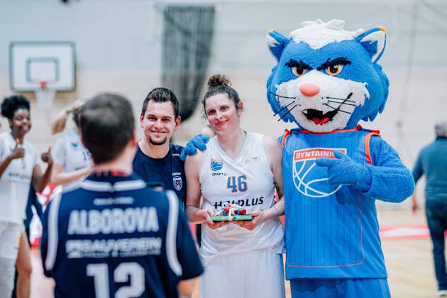 BB 1BL Women Syntainics MBC Lions BC Pharmaserv Marburg Romy Bär GISA Lions MBC during the 2025 2026 season in the semi-final playoff in game 2 of 5 in the DBBL Toyota Bundesliga Syntainics MBC Lions and BC Pharmaserv Marburg at the SWH Arena on April 13, 2026 in Halle Saale, Sachsen Anhalt, Germany