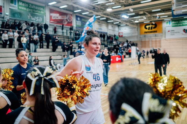 BB 1BL Women Syntainics MBC Lions BC Pharmaserv Marburg Romy Bär GISA Lions MBC during the 2025 2026 season in the semi-final playoff in game 2 of 5 in the DBBL Toyota Bundesliga Syntainics MBC Lions and BC Pharmaserv Marburg at the SWH Arena on April 13, 2026 in Halle Saale, Sachsen Anhalt, Germany