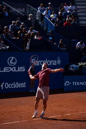 Barcelona Open Banc Sabadell - 73 Conde de Godo Trophy - R32 in Barcelona, Spain, 14, April, 2026. R32 of Barcelona Open Banc Sabadell match between Alex de Minaur (AUS) and Sebastian Ofner (AUT) in Reial Club de Tennis Barcelona, Barcelona, Spain, on April 14, 2026. Barcelona Reial Club de Tennis Barcelona Barcelona Spain