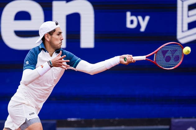 MUNICH, GERMANY - APRIL 14: Alejandro Tabilo (CHI) during the BMW Open by Bitpanda Singles match between Alejandro Tabilo (CHI) vs Joao Fonseca (BRA) at MTTC Iphitos on April 14, 2026 in Munich, Germany. Bavaria Germany Copyright: xSteffiexWunderlx