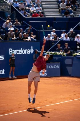 Barcelona Open Banc Sabadell - 73 Conde de Godo Trophy - R32 in Barcelona, Spain, 14, April, 2026. R32 of Barcelona Open Banc Sabadell match between Martin Landaluce (ESP) and Lorenzo Musetti (ITA) in Reial Club de Tennis Barcelona, Barcelona, Spain, on April 14, 2026. Barcelona Reial Club de Tennis Barcelona Barcelona Spain
