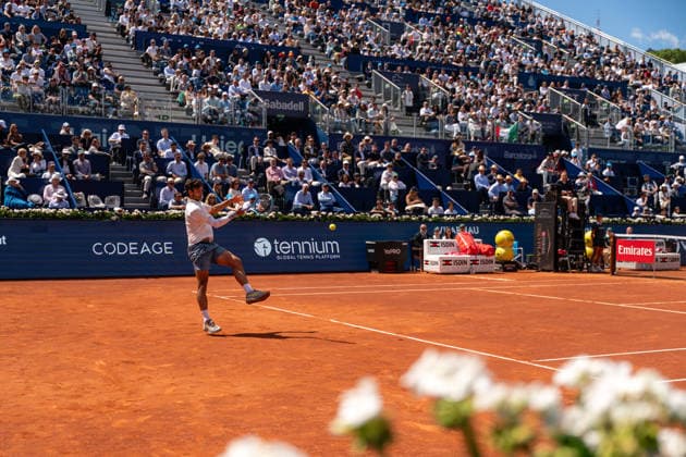 Barcelona Open Banc Sabadell - 73 Conde de Godo Trophy - R32 in Barcelona, Spain, 14, April, 2026. R32 of Barcelona Open Banc Sabadell match between Martin Landaluce (ESP) and Lorenzo Musetti (ITA) in Reial Club de Tennis Barcelona, Barcelona, Spain, on April 14, 2026. Barcelona Reial Club de Tennis Barcelona Barcelona Spain