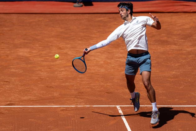 Barcelona Open Banc Sabadell - 73 Conde de Godo Trophy - R32 in Barcelona, Spain, 14, April, 2026. R32 of Barcelona Open Banc Sabadell match between Martin Landaluce (ESP) and Lorenzo Musetti (ITA) in Reial Club de Tennis Barcelona, Barcelona, Spain, on April 14, 2026. Barcelona Reial Club de Tennis Barcelona Barcelona Spain