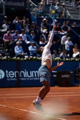 Barcelona Open Banc Sabadell - 73 Conde de Godo Trophy - R32 in Barcelona, Spain, 14, April, 2026. R32 of Barcelona Open Banc Sabadell match between Martin Landaluce (ESP) and Lorenzo Musetti (ITA) in Reial Club de Tennis Barcelona, Barcelona, Spain, on April 14, 2026. Barcelona Reial Club de Tennis Barcelona Barcelona Spain