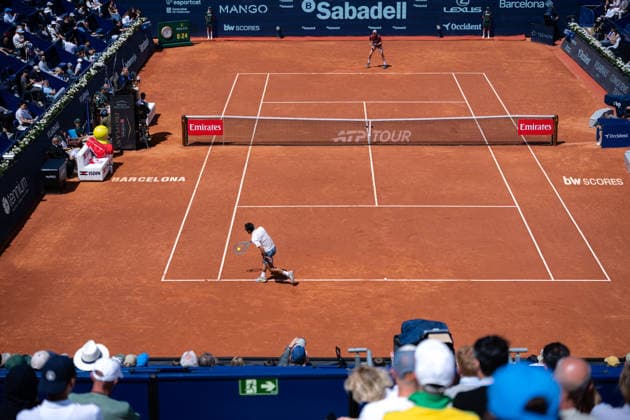 Barcelona Open Banc Sabadell - 73 Conde de Godo Trophy - R32 in Barcelona, Spain, 14, April, 2026. R32 of Barcelona Open Banc Sabadell match between Martin Landaluce (ESP) and Lorenzo Musetti (ITA) in Reial Club de Tennis Barcelona, Barcelona, Spain, on April 14, 2026. Barcelona Reial Club de Tennis Barcelona Barcelona Spain