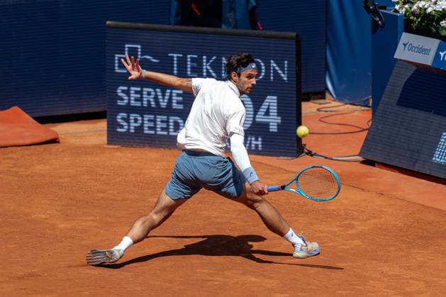 Barcelona Open Banc Sabadell - 73 Conde de Godo Trophy - R32 in Barcelona, Spain, 14, April, 2026. R32 of Barcelona Open Banc Sabadell match between Martin Landaluce (ESP) and Lorenzo Musetti (ITA) in Reial Club de Tennis Barcelona, Barcelona, Spain, on April 14, 2026. Barcelona Reial Club de Tennis Barcelona Barcelona Spain