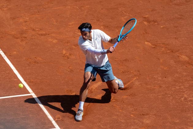 Barcelona Open Banc Sabadell - 73 Conde de Godo Trophy - R32 in Barcelona, Spain, 14, April, 2026. R32 of Barcelona Open Banc Sabadell match between Martin Landaluce (ESP) and Lorenzo Musetti (ITA) in Reial Club de Tennis Barcelona, Barcelona, Spain, on April 14, 2026. Barcelona Reial Club de Tennis Barcelona Barcelona Spain