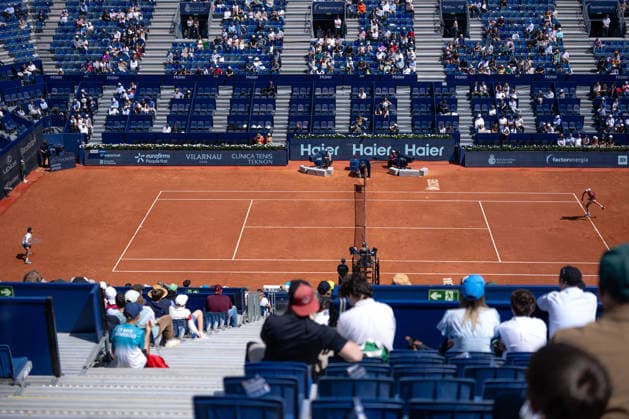 Barcelona Open Banc Sabadell - 73 Conde de Godo Trophy - R32 in Barcelona, Spain, 14, April, 2026. R32 of Barcelona Open Banc Sabadell match between Martin Landaluce (ESP) and Lorenzo Musetti (ITA) in Reial Club de Tennis Barcelona, Barcelona, Spain, on April 14, 2026. Barcelona Reial Club de Tennis Barcelona Barcelona Spain