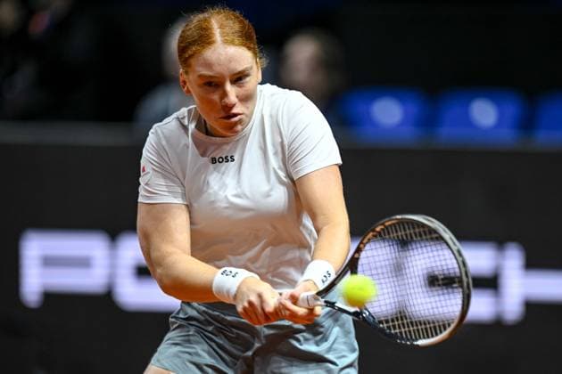 Ella Seidel Germany controls the Ball against Elise Mertens Belgium during day two of the Porsche Tennis Grand Prix 2026 at Porsche Arena on April 14, 2026 in Stuttgart, Germany Photo by Harry Langer DeFodi Images