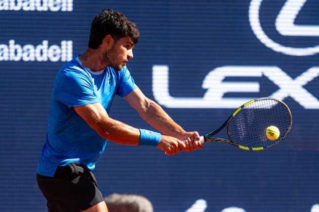 Barcelona Open Banc Sabadell - 73 Conde de Godo Trophy - R32 in Barcelona, Spain, 14, April, 2026. R32 of Barcelona Open Banc Sabadell match between Carlos Alcaraz (ESP) and Otto Virtanen (FIN) in Reial Club de Tennis Barcelona, Barcelona, Spain, on April 14, 2026. Barcelona Reial Club de Tennis Barcelona Barcelona Spain