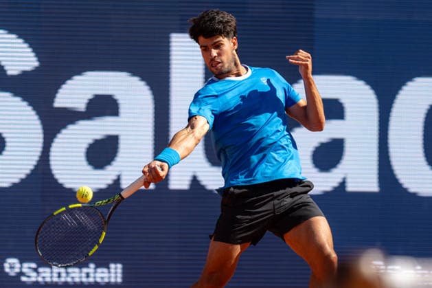 Barcelona Open Banc Sabadell - 73 Conde de Godo Trophy - R32 in Barcelona, Spain, 14, April, 2026. R32 of Barcelona Open Banc Sabadell match between Carlos Alcaraz (ESP) and Otto Virtanen (FIN) in Reial Club de Tennis Barcelona, Barcelona, Spain, on April 14, 2026. Barcelona Reial Club de Tennis Barcelona Barcelona Spain