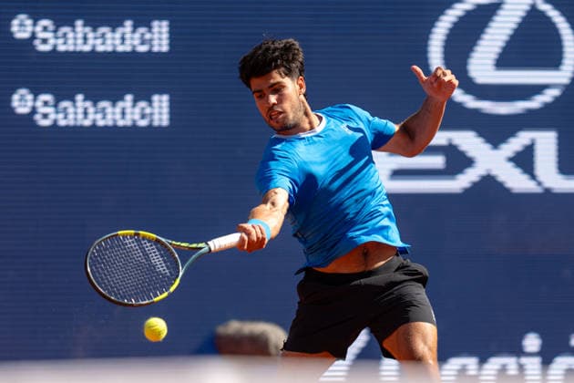 Barcelona Open Banc Sabadell - 73 Conde de Godo Trophy - R32 in Barcelona, Spain, 14, April, 2026. R32 of Barcelona Open Banc Sabadell match between Carlos Alcaraz (ESP) and Otto Virtanen (FIN) in Reial Club de Tennis Barcelona, Barcelona, Spain, on April 14, 2026. Barcelona Reial Club de Tennis Barcelona Barcelona Spain