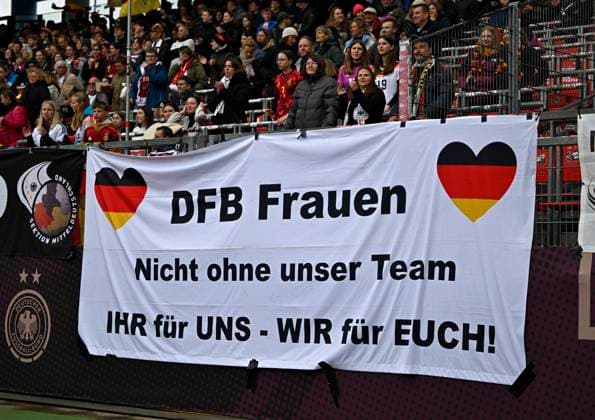 14 04 2026, World Cup Qualification Europe, Women 2026, Matchday 3, Germany Austria, at Max Morlock Stadium Nuremberg, DFB Women Not without our team You for us We for you,
