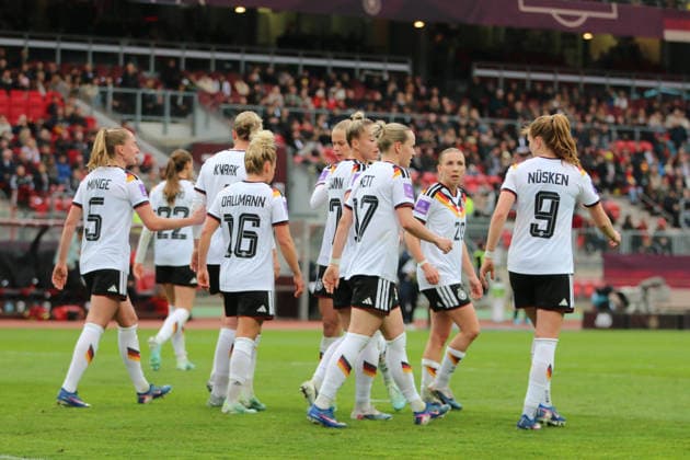14 04 2026 Soccer Women 2025 2026 World Cup Qualification Europe 3 Matchday Germany Austria Max Morlock Stadium Nuremberg Goal celebration Germany after the 1 0 Nuremberg Bayern Germany