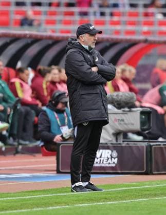 14 04 2026 Soccer womens soccer international World Cup qualifier qualifying match qualifying match for the 2027 World Cup Germany gg Austria Sportfoto Zink DaMa xdaxmax Alexander Schriebl coach team manager Austria thoughtful disappointed disappointment