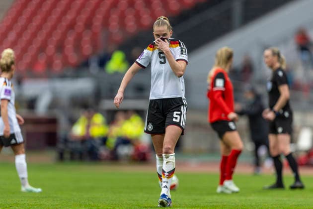 GER, nuremburg, football, womens football, womens world cup qualifiers, matchday 3, Germany vs. Austria in picture f.l.: Janina Minge (Germany 05), 14.04.2026, Max-Morlock Stadium Nuremberg DFB REGULATIONS PROHIBIT ANY USE OF PHOTOGRAPHS AS IMAGE SEQUENCES AND OR QUASI-VIDEO, Nuremberg Max-Morlock Stadium Bavaria Germany Copyright: xPaulxFritzx