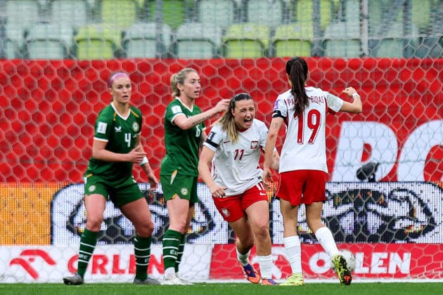 2027 FIFA Women s World Cup European Qualifiers, Polsat Plus Arena, Gdansk, Poland 14 4 2026 Poland vs Republic of Ireland WNT Poland s Tanja Pawollek celebrates after she scores her sides 1st goal of the match Tanja Pawollek celebrates after she scores her sides 1st goal of the match 14 4 2026  Copyright: x INPHO RyanxByrnex RB1_4265