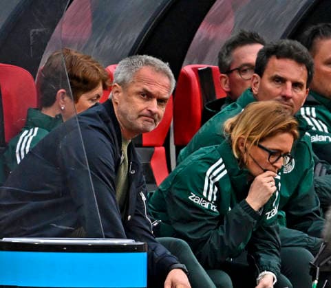 14 04 2026, World Cup Qualification Europe, Women 2026, Matchday 3, Germany Austria, at Max Morlock Stadium Nuremberg, Coach Christian Wück Germany pensive