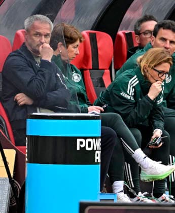 14 04 2026, World Cup Qualification Europe, Women 2026, Matchday 3, Germany Austria, at Max Morlock Stadium Nuremberg, Coach Christian Wück Germany pensive