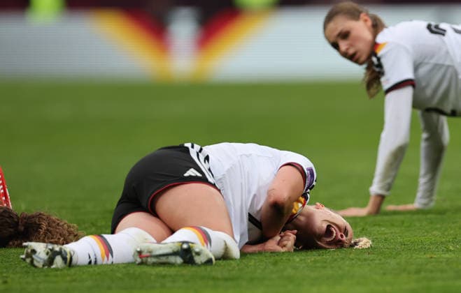 Giulia Gwinn , WM Frauen Qualifikation , Deutschland-Österreich , Fußball , Frauen , in den Max Morlock Stadion, in Nürnberg , Bayern , Deutschland. April 14 , 2026 . Photo by: Davide Elias IPA Photo Pressefoto DENL Copyright: xDavidexEliasx