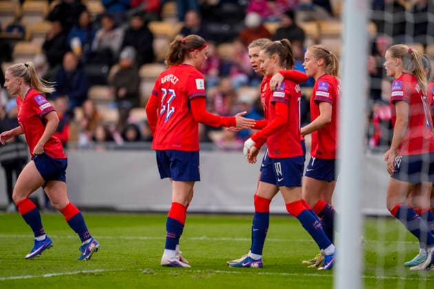 Women s international football match Norway Slovenia Lillestrom 20260414 Norwegian cheers after Norway s Ada Hegerberg scores in the Women s World Cup qualifying match between Norway and Slovenia at Arasen Stadium Photo Lise Aserud NTB Lillestrom Norway EDITORIAL USE ONLY RESTRICTED USE FOR BETTING COMPANIES  Copyright: xLisexAserudx xNTBx