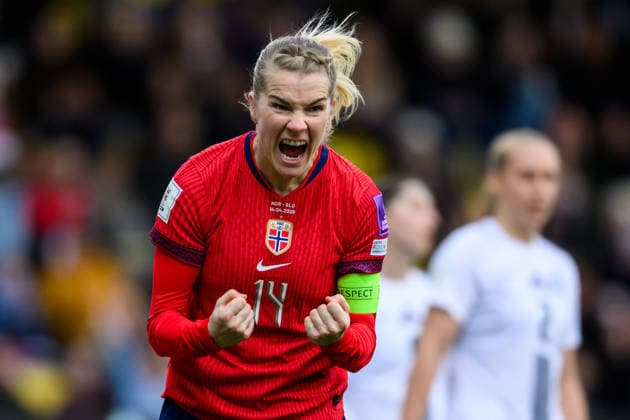 260414 Ada Hegerberg of Norway celebrates after scoring 1 0 during the FIFA Women s World Cup Qualifier football match between Norway and Slovenia on April 14, 2026 in Lillestrom Photo Marius Simensen BILDBYRAN COP 238 VG0919 bbeng fotball soccer football fotboll fifa world cup qualifiers vm kvalifisering kvinner vm kvalik landskamp dam norge norway slovenien slovenia jubel  Copyright: MARIUSxSIMENSEN BB260414BB475