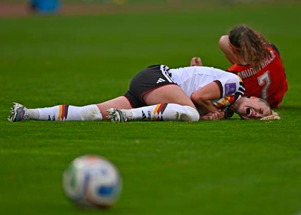 14 04 2026, World Cup Qualification Europe, Women 2026, Matchday 3, Germany Austria, at Max Morlock Stadium Nuremberg, Giulia Gwinn Germany injured