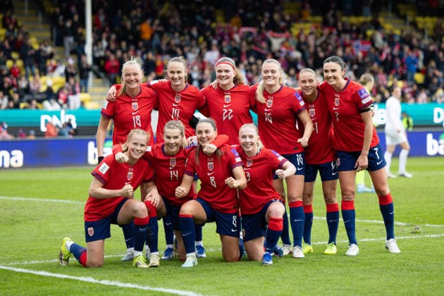 LILLESTROM, NORWAY - APRIL 14: Players of Norway celebrates after scoring during the FIFA Womens World Cup 2027 Qualifier match between Norway and Slovenia at Arasen Stadium on April 14, 2026 in Lillestrom, Norway. (Photo by Ane Frosaker Sports Press Photo) Copyright: xAnexFrosakerx xSPPx Sportspressphoto_SPR129166
