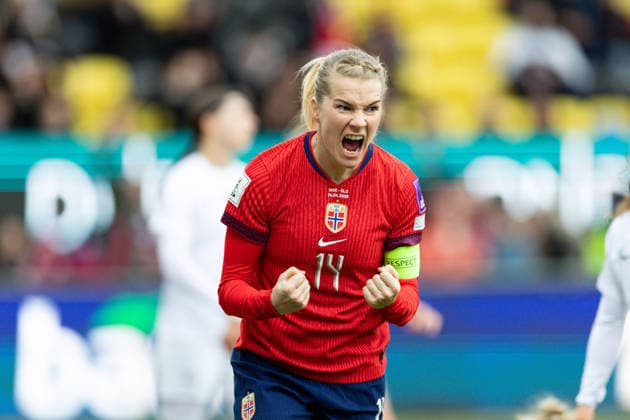 LILLESTROM, NORWAY - APRIL 14: Ada Hegerberg of Norway celebrates after scoring during the FIFA Womens World Cup 2027 Qualifier match between Norway and Slovenia at Arasen Stadium on April 14, 2026 in Lillestrom, Norway. (Photo by Ane Frosaker Sports Press Photo) Copyright: xAnexFrosakerx xSPPx Sportspressphoto_SPR129167