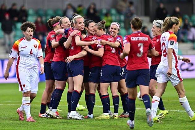 in action during the European qualifying part for 2027 Women s Football World Cup match, group B1: Czechia vs Montenegro, in Chomutov, Czech Republic, on April 14, 2026. (CTKxPhoto OndrejxHajek) CTKPhotoP2026041408011  CTKPhotoP2026041408011