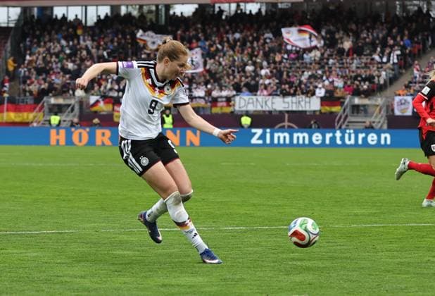 14 04 2026 Soccer womens soccer international World Cup qualifier qualifying match qualifying match for the 2027 World Cup Germany gg Austria Sportfoto Zink DaMa xdaxmax Sjoeke Nüsken Nuesken 9, Germany