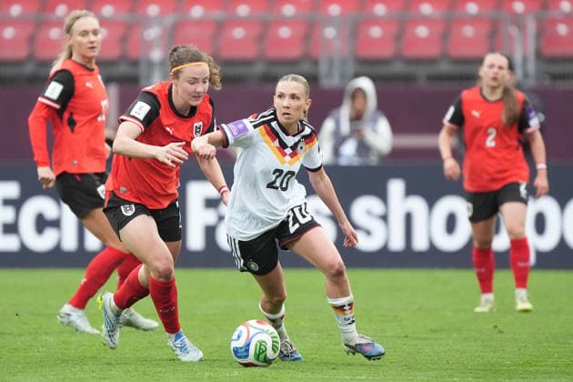 Elisa Senß Germany prevails Nuremberg 14 04 2026 Germany vs Austria, Max Morlock Stadium, Womens World Cup Qualification