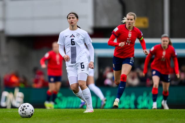 260414 Kaja Korosec of Slovenia during the FIFA Women s World Cup Qualifier football match between Norway and Slovenia on April 14, 2026 in Lillestrom Photo Marius Simensen BILDBYRAN COP 238 VG0919 bbeng fotball soccer football fotboll fifa world cup qualifiers vm kvalifisering kvinner vm kvalik landskamp dam norge norway slovenien slovenia  Copyright: MARIUSxSIMENSEN BB260414BB526