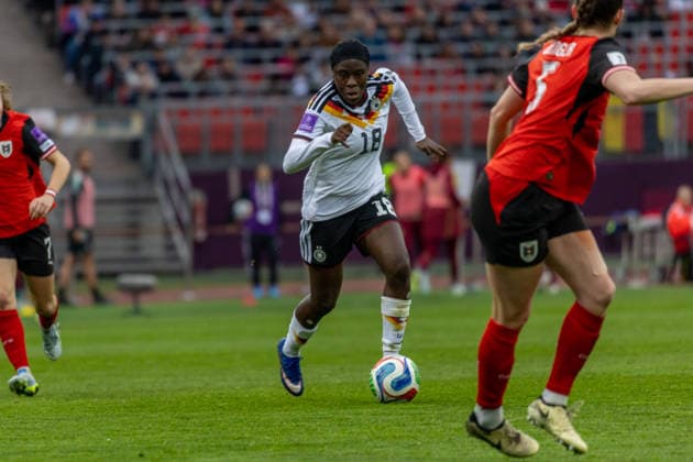 Germany Football World Cup Qualification Europe Women 2026, Matchday 3 Germany vs Austria Max Morlock Stadium Nuremberg Anyomi Nicole German Womens National Team, 18 Copyright: xMichellexLukax