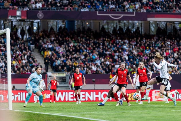 NUREMBERG, GERMANY - APRIL 14: Vivien Endemann (Germany, 8) scores the 2:0 goal during the FIFA Women™s World Cup 2027 UEFA Qualifiers match between Germany vs. Austria at Frankenstadion Max-Morlock-Stadion on April 14, 2026 in Nuremberg, Germany. Bavaria Germany Copyright: xSteffiexWunderlx