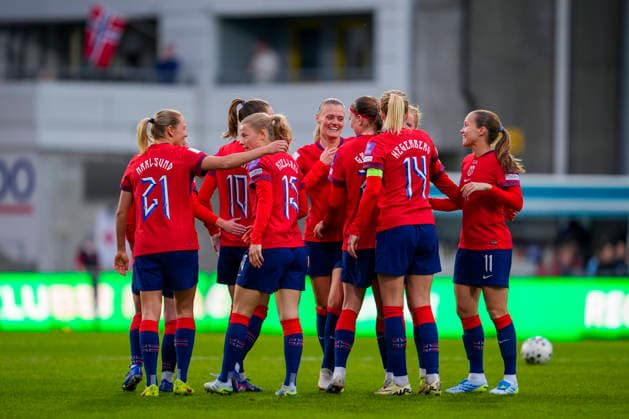 Women s international football match Norway Slovenia Lillestrom 20260414 Norwegian cheers after scoring by Julie Blakstad in the Women s World Cup qualifying match between Norway and Slovenia at Arasen Stadium Photo Lise Aserud NTB Lillestrom Norway EDITORIAL USE ONLY RESTRICTED USE FOR BETTING COMPANIES  Copyright: xLisexAserudx xNTBx