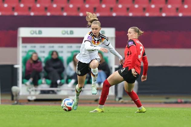 14 04 2026 Soccer womens soccer international World Cup qualifier qualifying match qualifying match for the 2027 World Cup Germany gg Austria Sportfoto Zink DaMa xdaxmax Vivien Endemann 8, Germany Sarah Gutmann 3, Austria