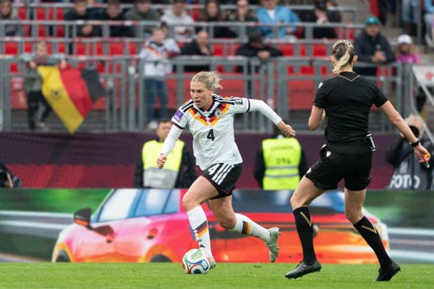 NUREMBERG, GERMANY - APRIL 14: Rebecca Knaak (4 Germany) during the FIFA Women s World Cup Qualification match between Germany and Austria at Max-Morlock-Stadion on April 14, 2026 in Nuremberg, Germany. (Photo by Qianru Zhang Press Photo) Copyright: xQianruxZhang SPPx Sportspressphoto_SPR129196
