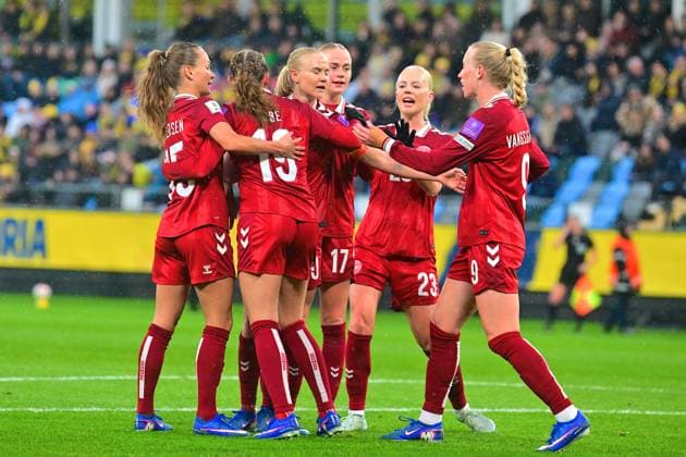 Gamla Ullevi GOTHENBURG, SWEDEN - APRIL 14: Denmark celebrates goal during the World Cup 2027 qualifier match between Sweden and Denmark at Gamla Ullevi on April 14, 2026 in Gothenburg, Sweden. (Peter Sonander SPP) Copyright: xPeterxSonander SPPx Sportspressphoto_SPR129202