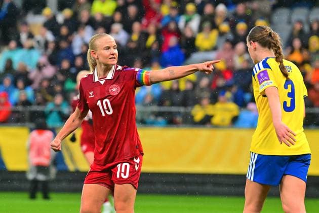 Gamla Ullevi GOTHENBURG, SWEDEN - APRIL 14: Pernille Harder of Denmark celebrates goal in the World Cup 2027 qualifier match between Sweden and Denmark at Gamla Ullevi on April 14, 2026 in Gothenburg, Sweden. (Peter Sonander SPP) Copyright: xx spp-en-PeSo-20260414_SPP_PeterSonander_5713