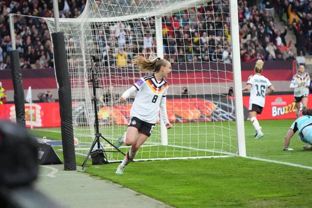 celebrate the goal, goal celebration for 2 0 Vivien Endemann Germany Nuremberg 14 04 2026 Germany vs Austria, Max Morlock Stadium, Womens World Cup Qualification