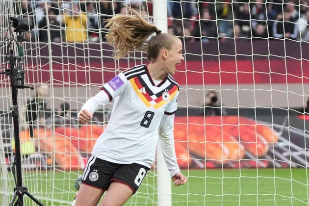 celebrate the goal, goal celebration for 2 0 Vivien Endemann Germany Nuremberg 14 04 2026 Germany vs Austria, Max Morlock Stadium, Womens World Cup Qualification